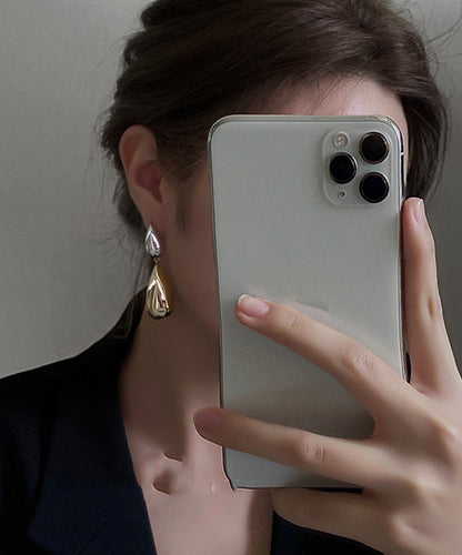 Brief Gold Copper Alloy Water Drop Drop Earrings