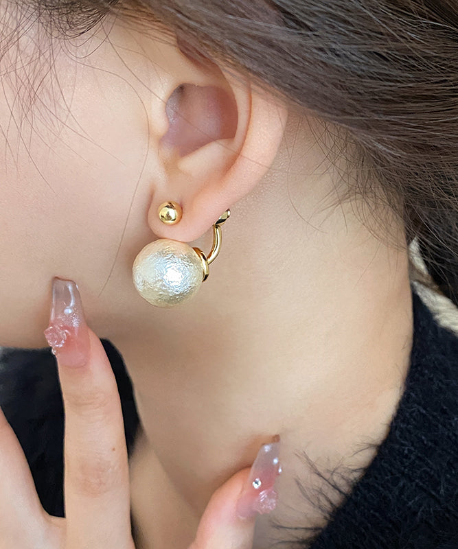 Champagne Copper 14k Gold Pearl Stud Earrings