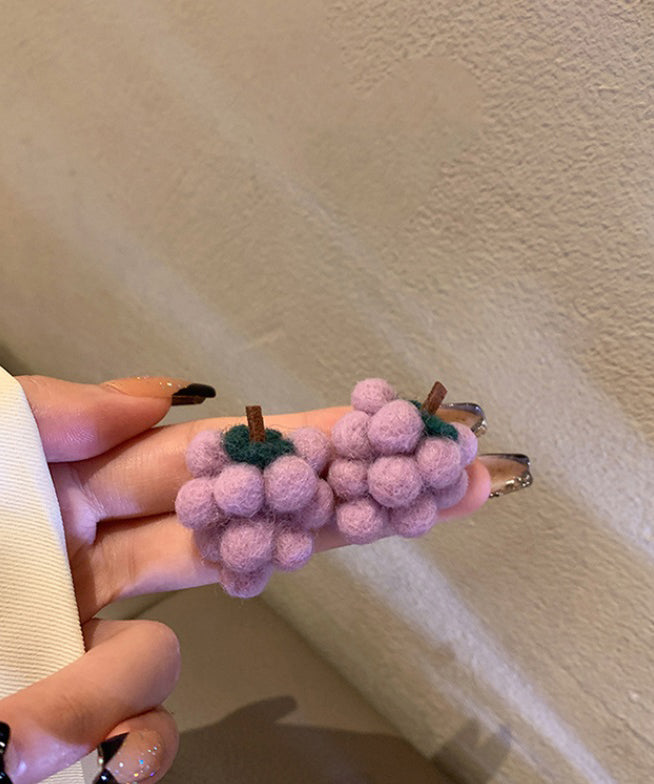 Purple Sterling Silver Fluffy Grape Drop Earrings