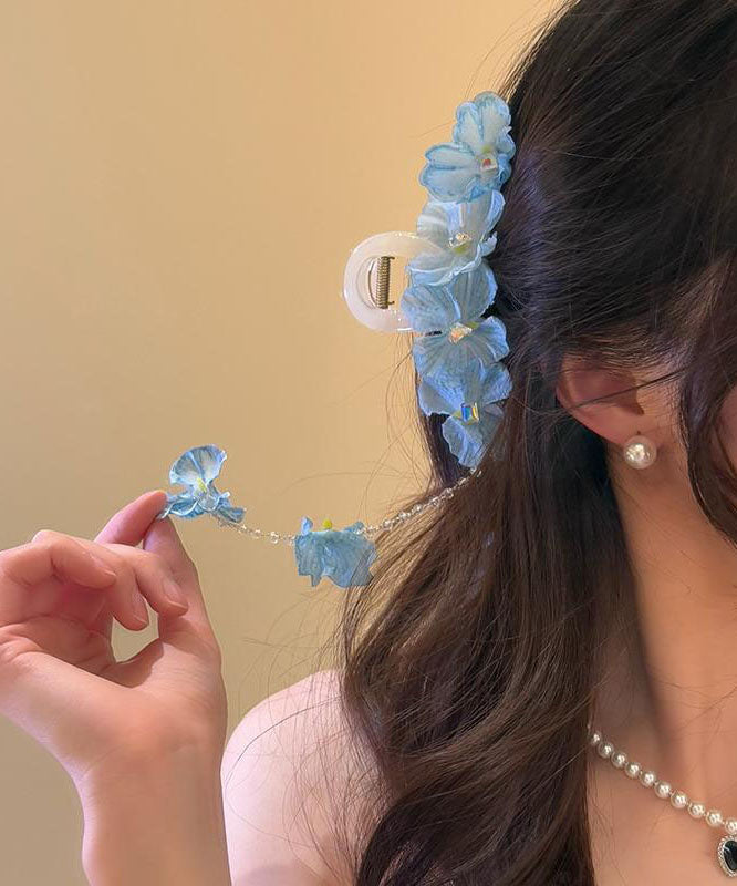 Modern Blue Alloy Beading Tassel Hairpin