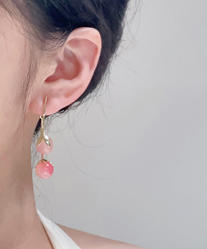 Peach Sterling Silver Overgild Resin Tomato Hoop Earrings