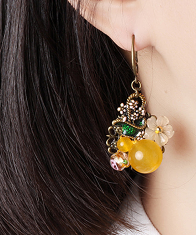 Yellow Copper Drop Earrings