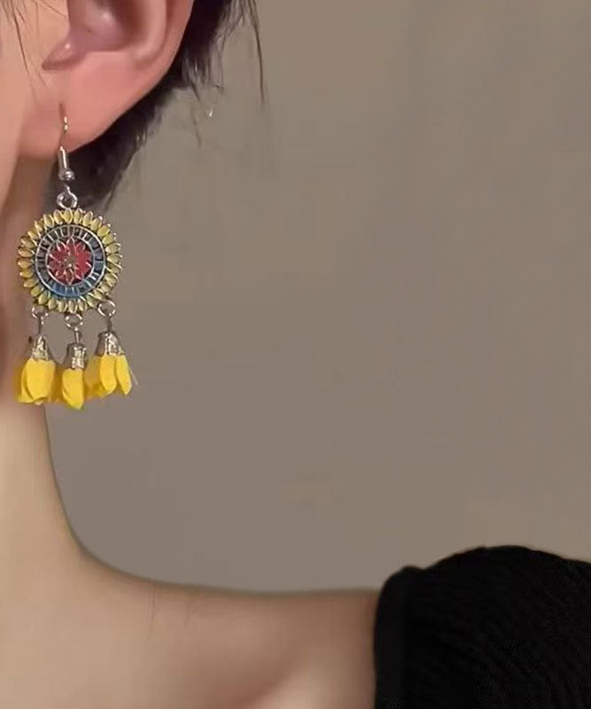 Yellow Sterling Silver Tassel Drop Earrings