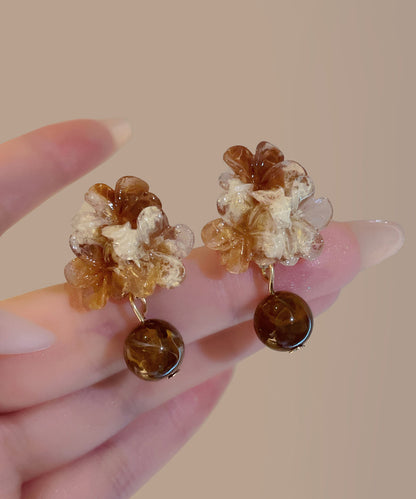 Brown Acrylic Tie Dye Drop Earrings