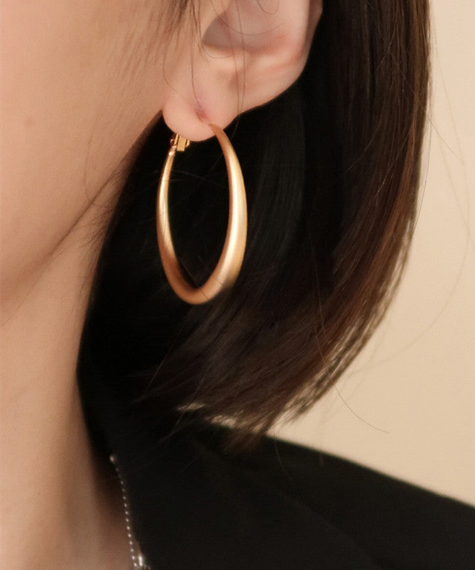 Gold Copper Overgild Round Hoop Earrings