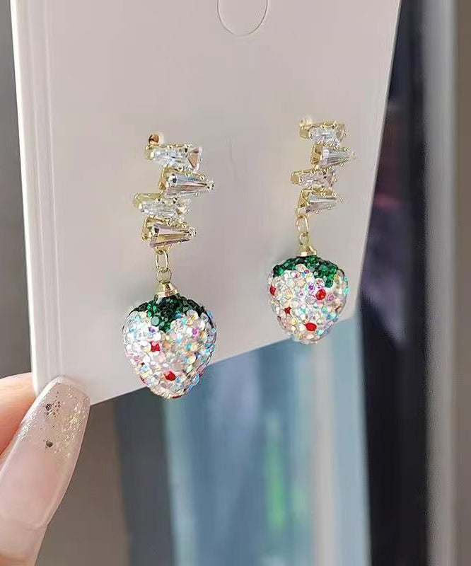Diy Colorblock Copper Zircon Tassel Drop Earrings