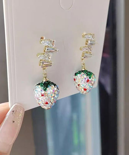 Diy Colorblock Copper Zircon Tassel Drop Earrings