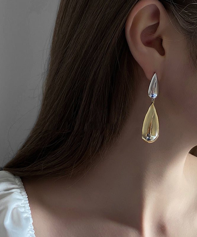 Brief Gold Copper Alloy Water Drop Drop Earrings