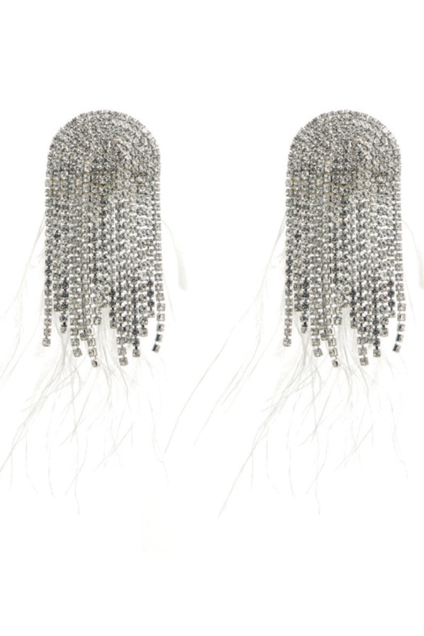 Stylish Feather Baroque Style Diamond Earrings