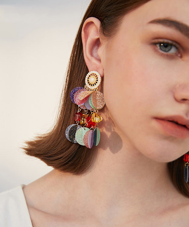 Unique Rainbow Hollow Out Sequins Exaggeration Alloy Stud Earrings