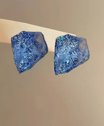 Blue Personalized Irregular Alloy Resin Earrings