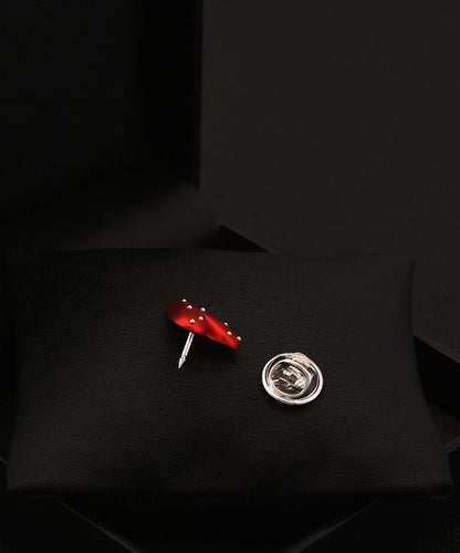 Red Stainless Steel Love Brooch