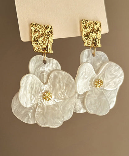 White Acrylic Drop Earrings