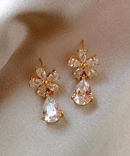 Vogue Copper Overgild Zircon Water Drop Drop Earrings
