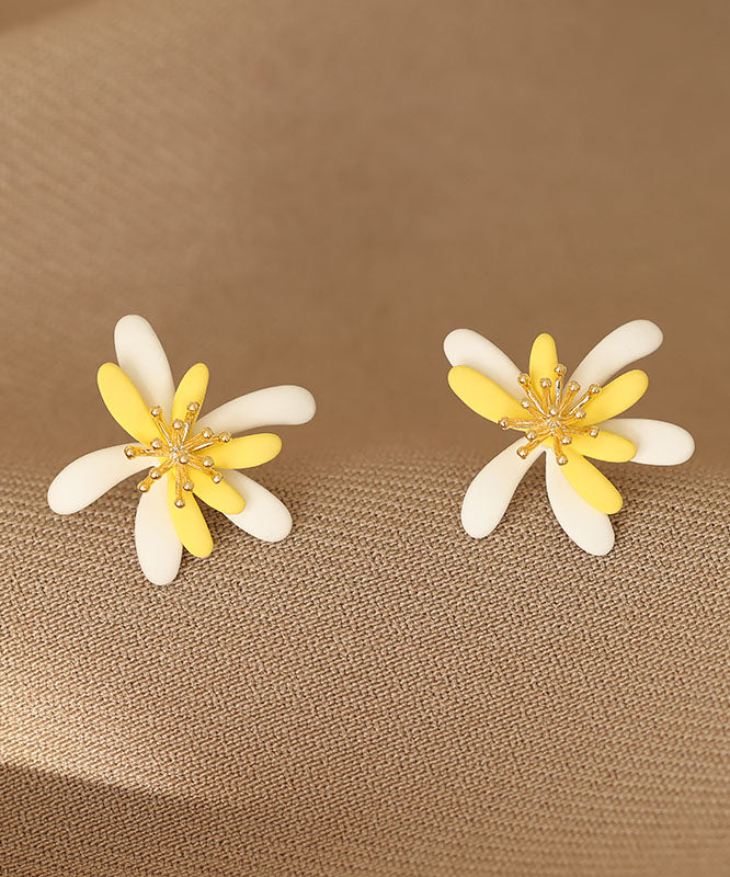 Yellow White Acrylic Stud Earrings