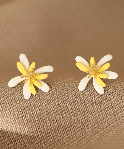 Yellow White Acrylic Stud Earrings