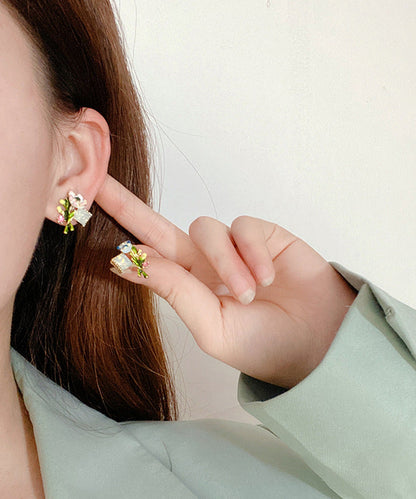 Stylish Multicolour Alloy Enamel Stud Earrings