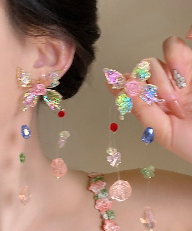 Novelty Rainbow Copper Beads Tassel Drop Earrings