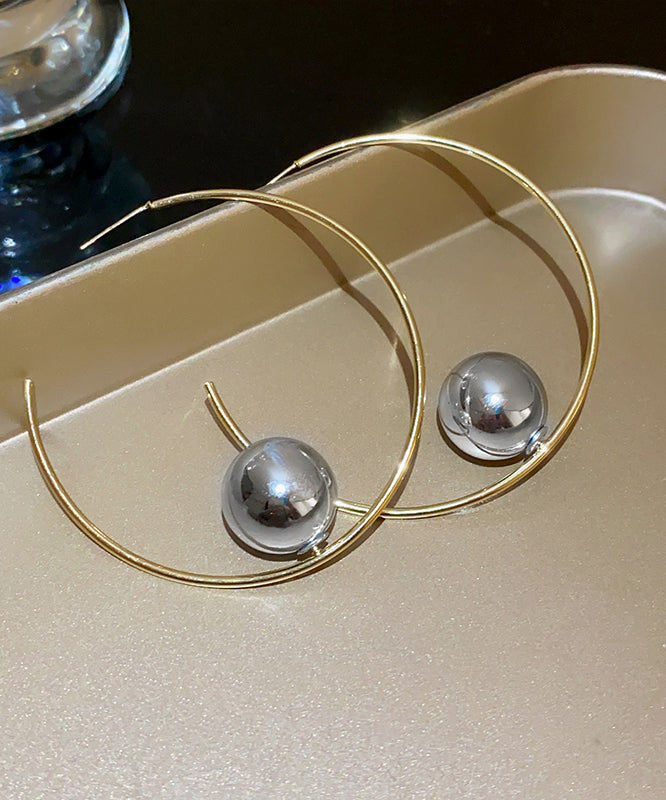 Oversize Gold Copper Allouy Metal Hoop Earrings