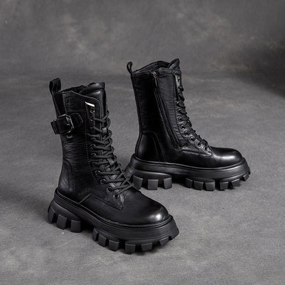 Shu Autumn Color Retro Belt Buckle Muffin Boots