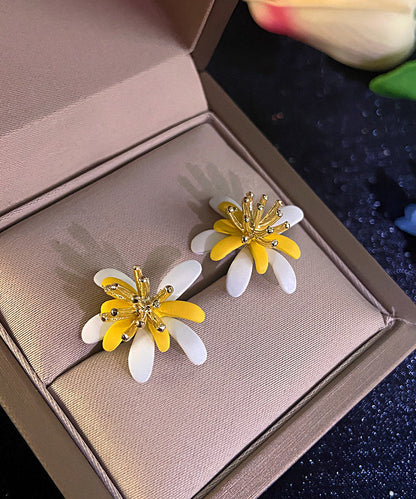 Modern Colorblock Copper Overgild Stud Earrings