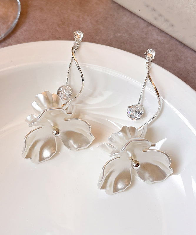 White Copper Alloy Resin Drop Earrings