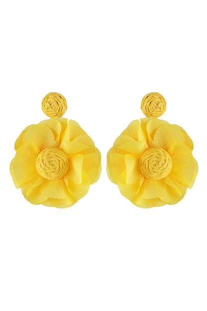 Resort Style Fabric Flower Earrings
