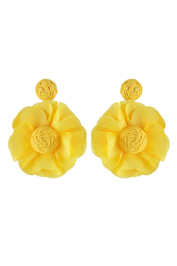 Resort Style Fabric Flower Earrings