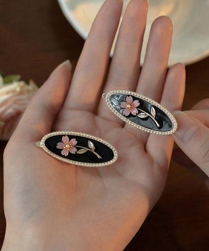 Chinese Style Black Alloy Pearl Resin Hairpin