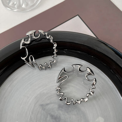 Silk Metal Asymmetrical Exaggeration Hoop Earrings