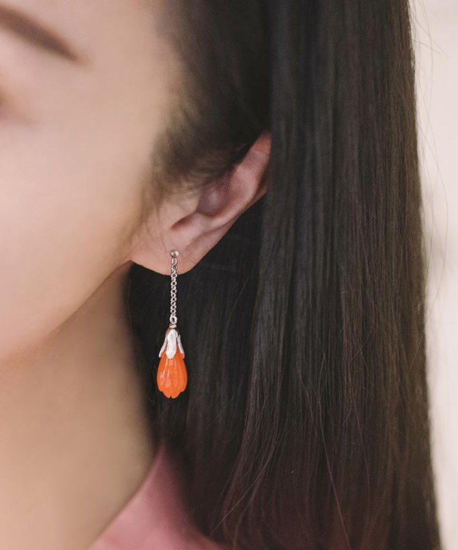 Silk Sterling Silver Jade Tassel Drop Earrings