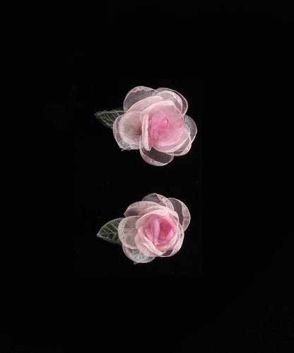 Red Organza Leaf Duck Beak Hairpin