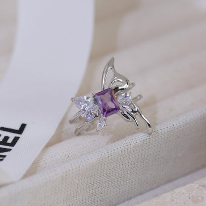 [] Amethyst Butterfly Ring Set