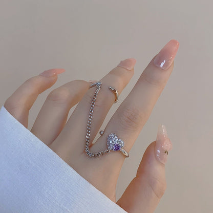 [] Amethyst Butterfly Ring Set