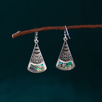 Copper Tridacna Stone Hollow Pattern Blessing Spiritual Earrings