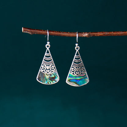 Copper Tridacna Stone Hollow Pattern Blessing Spiritual Earrings