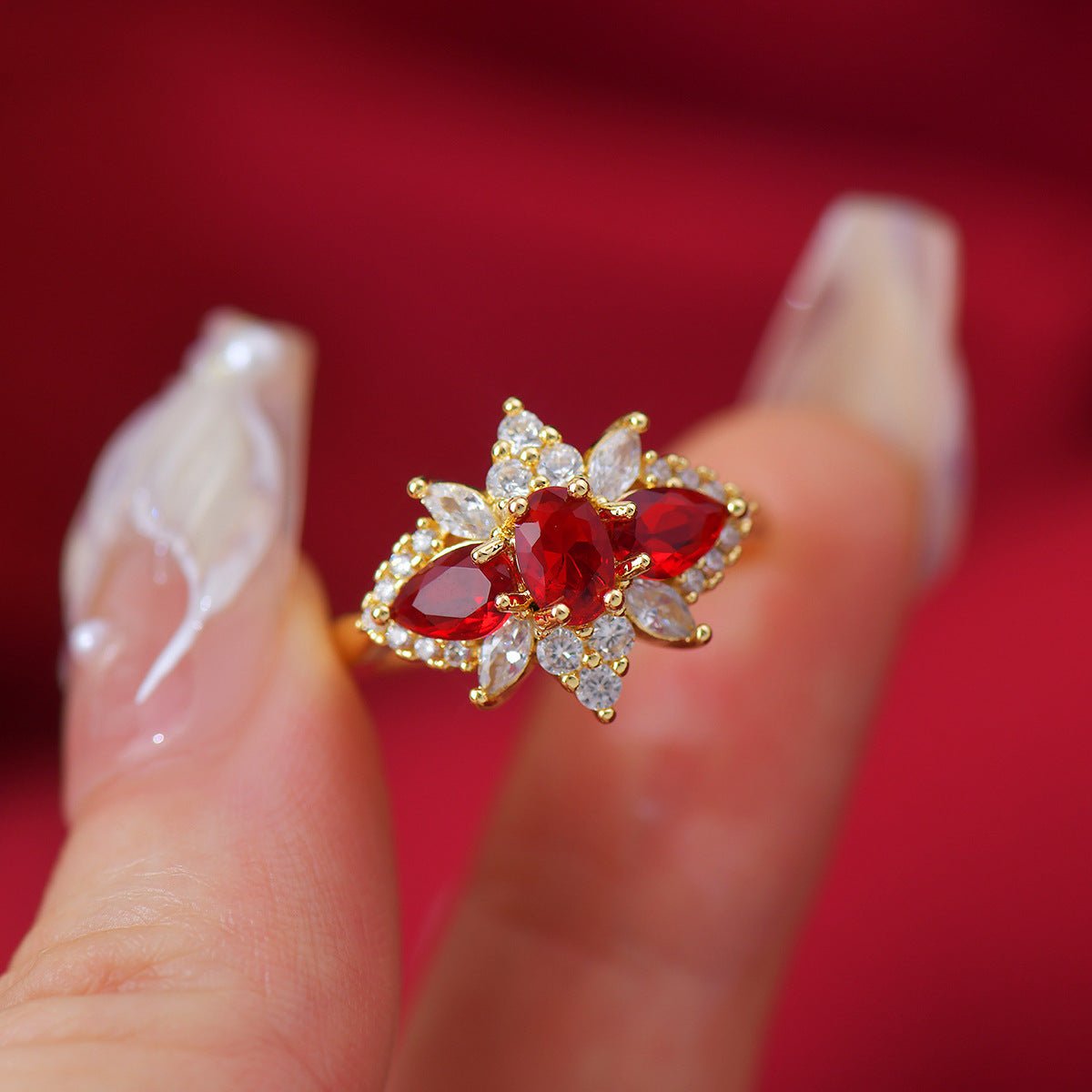 Crimson Blossom Ring