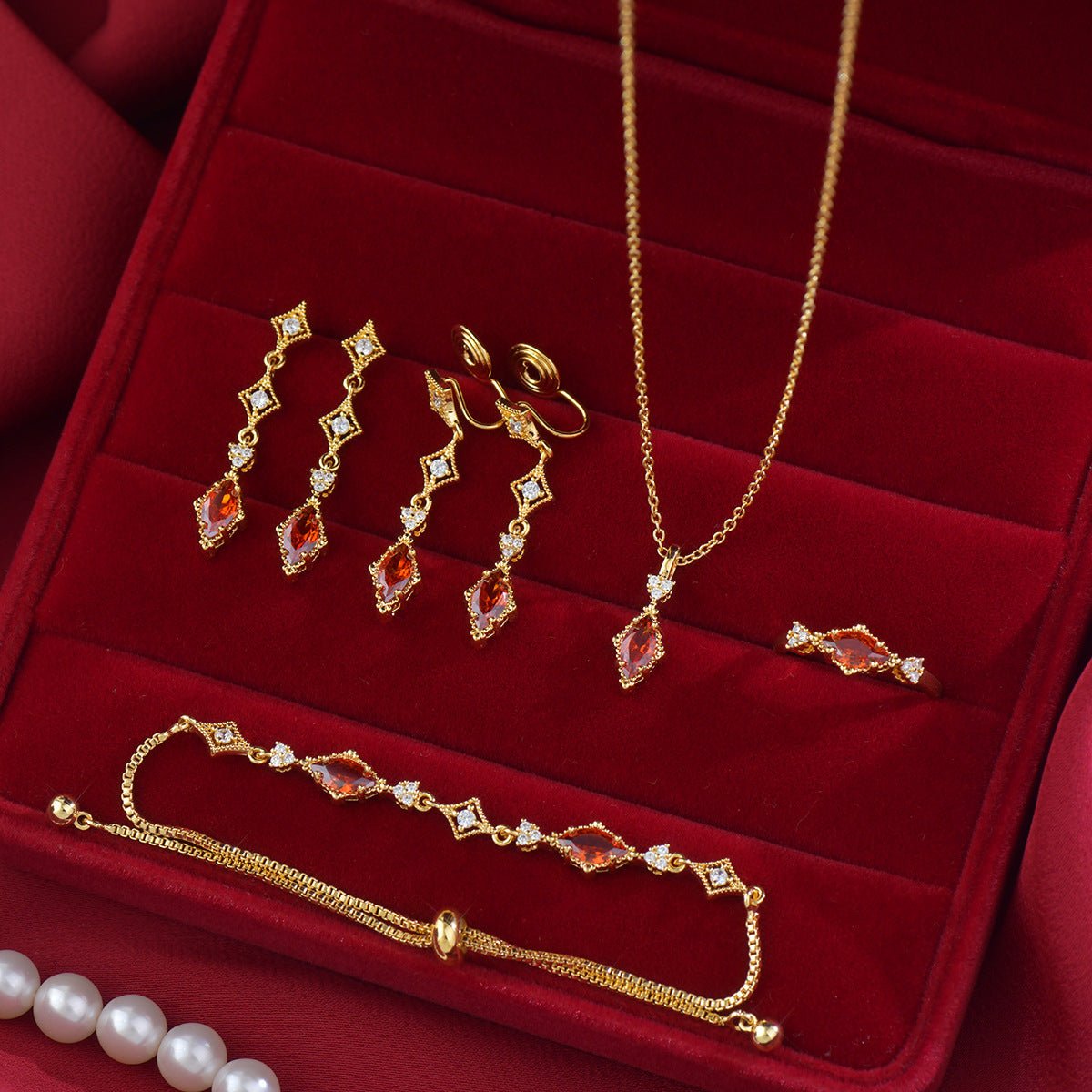 Crimson Lattice Earrings