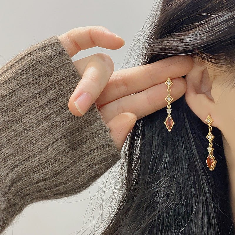 Crimson Lattice Earrings