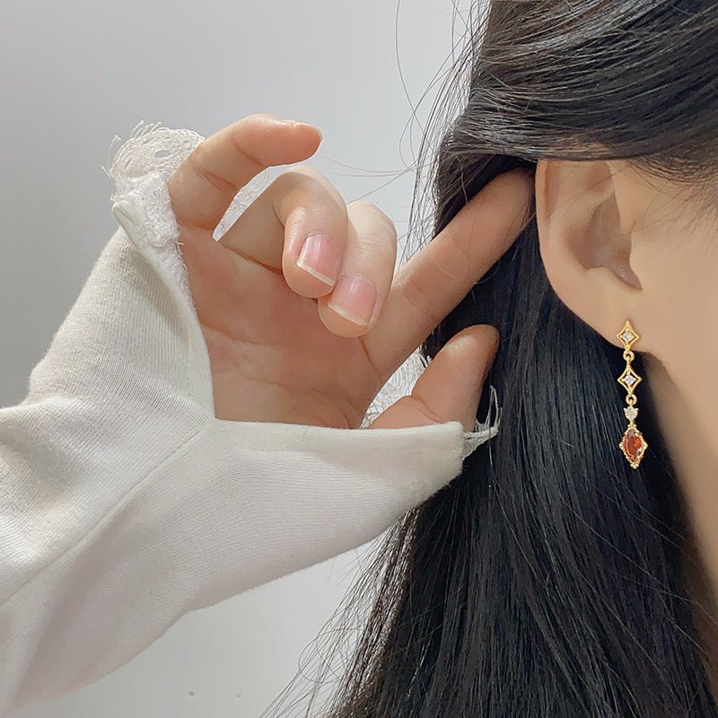 Crimson Lattice Earrings