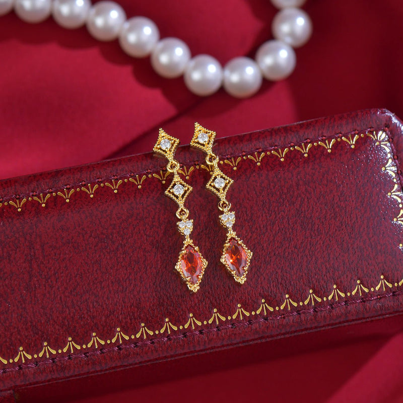 Crimson Lattice Earrings