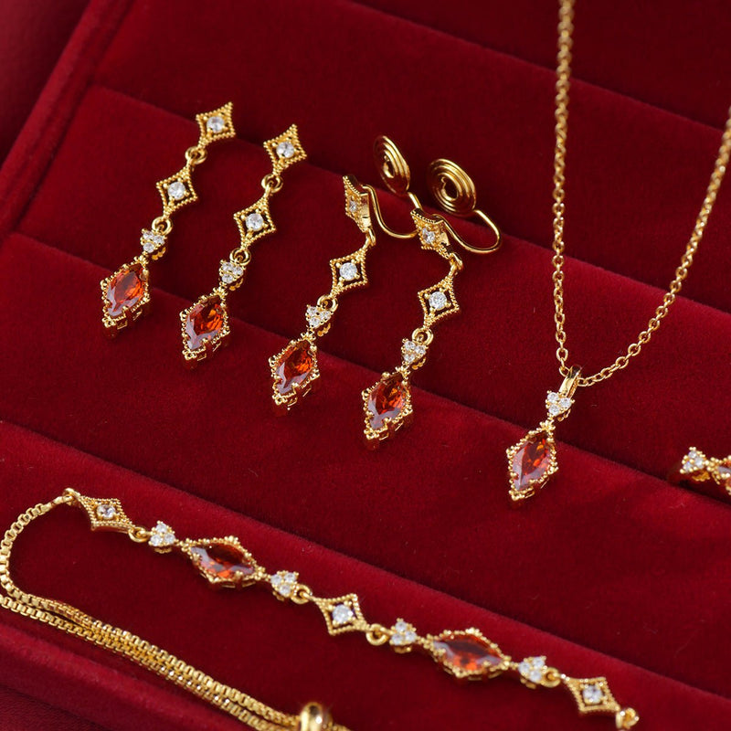 Crimson Lattice Earrings