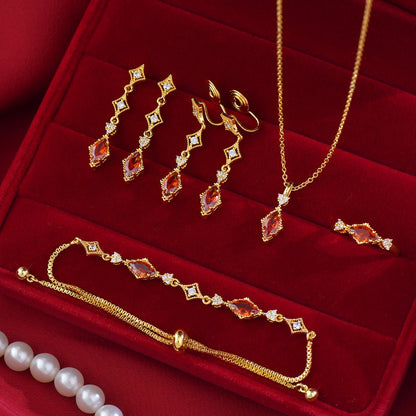 Crimson Lattice Earrings