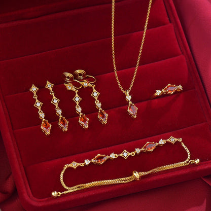 Crimson Lattice Earrings