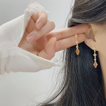 Crimson Lattice Earrings