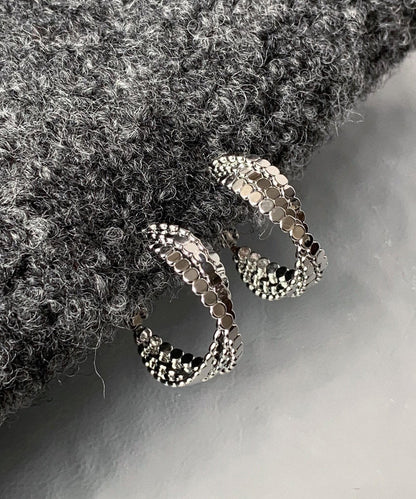 Boutique Silk Sterling Silver Fried Dough Twist Hoop Earrings