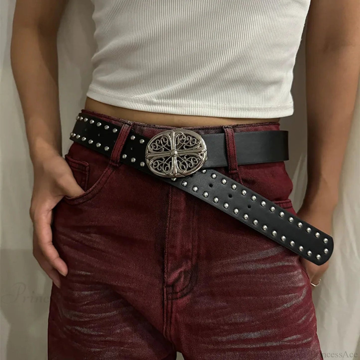 Genderless Gothic Cross Rivet Belt