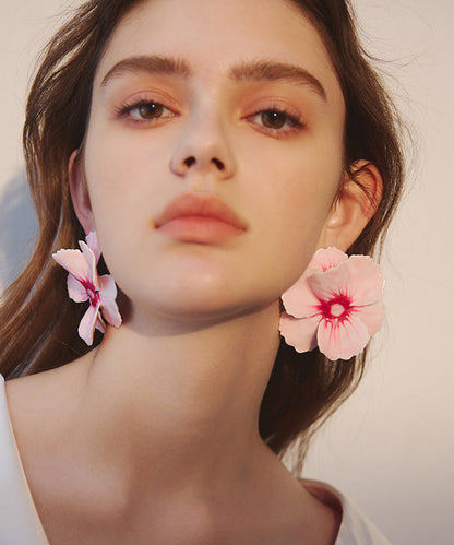Exaggeration Pink Oversize Alloy Stud Earrings