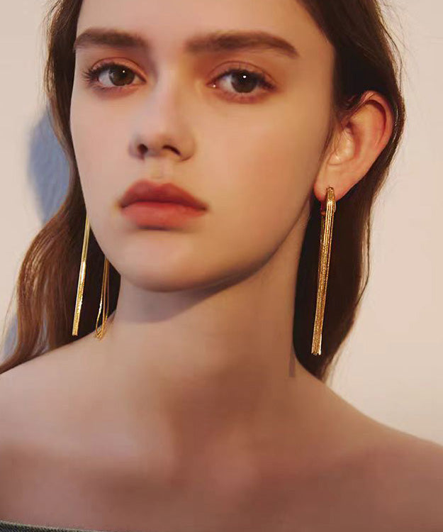 Golden Tassel Metal Stud Earrings