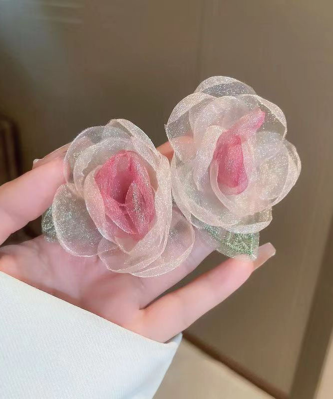 Red Organza Leaf Duck Beak Hairpin